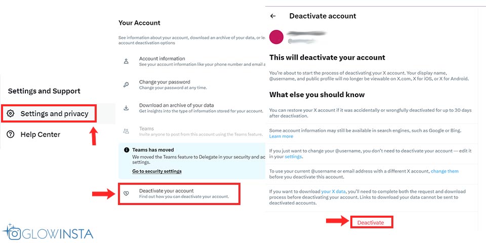 deactivate Twitter (X) account