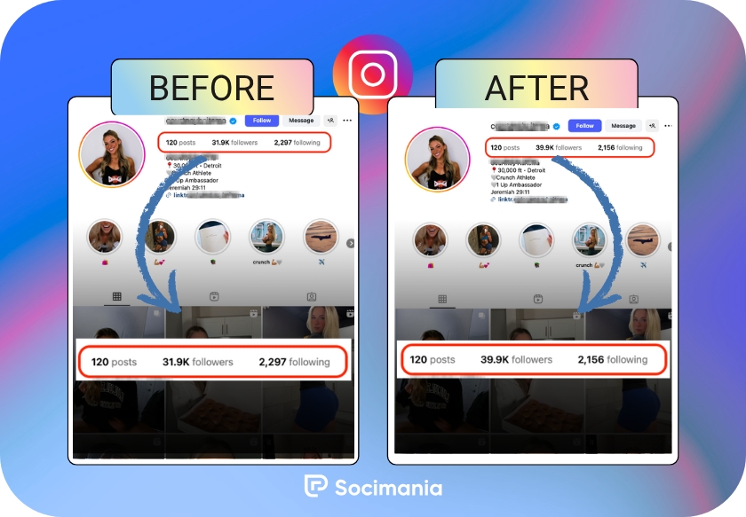 Instagram Followers Before and After